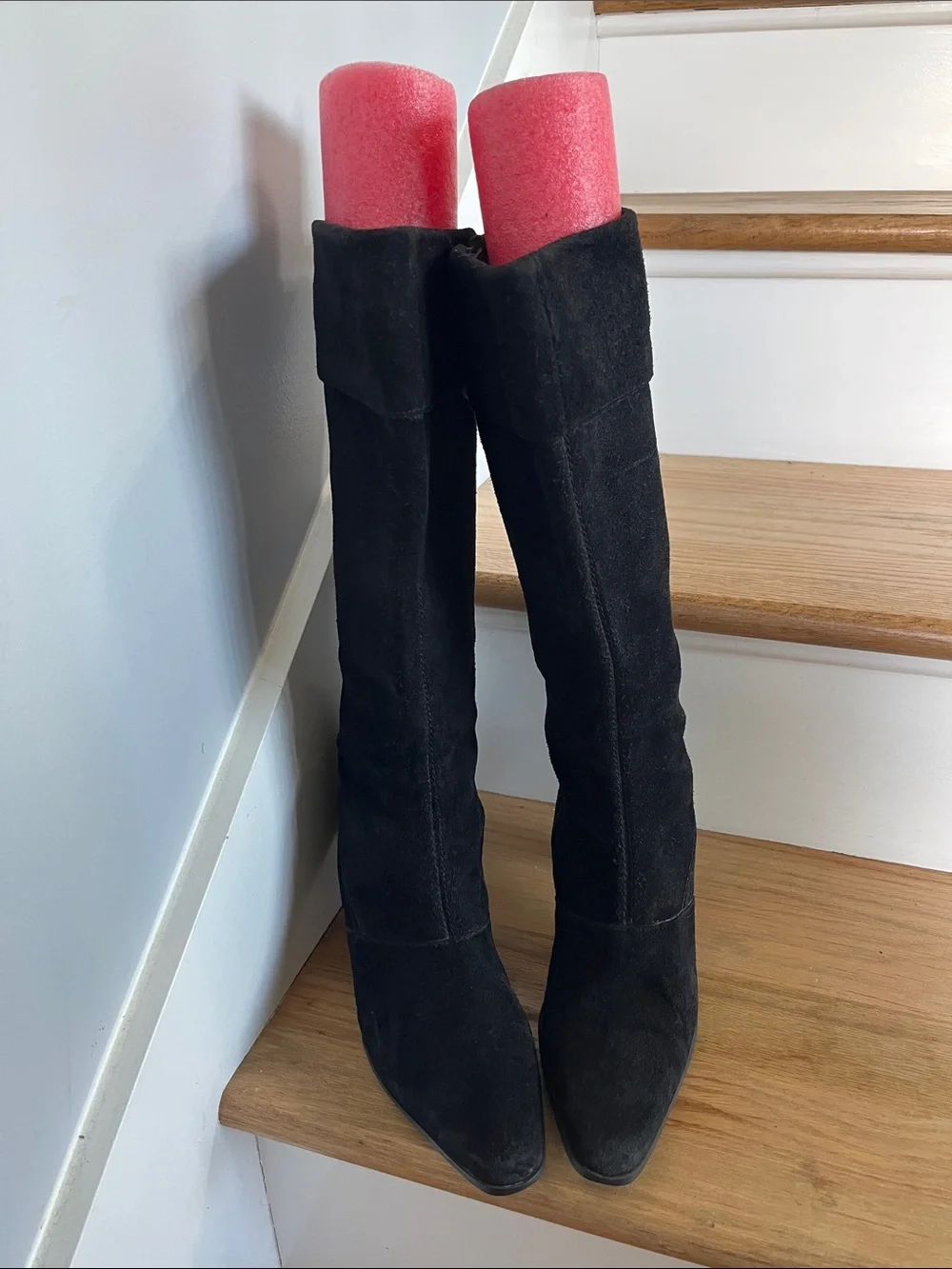 Black Suede Knee-High Women's Boots